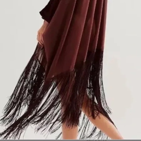 Free People Velvet Dreams Fringed Kimono in Aubergine OS - Picture 2 of 8